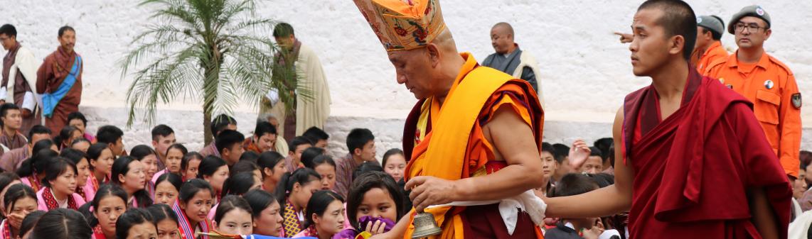 Public receiving blessing at Punakha Dzong